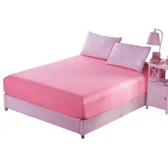 GENERICO - Sabana ajustable y 2 fundas cama doble rosado 30 cms