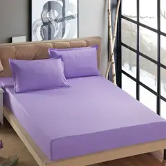 GENERICO - Sabana ajustable y 2 fundas cama king lila