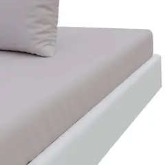 PASTELL - Sabana ajustable y 2 fundas cama doble gris 35 cms