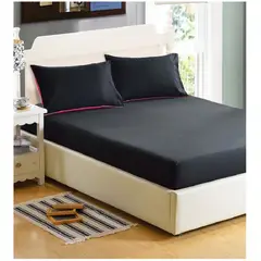 GENERICO - Sabana ajustable y 2 fundas cama doble negro