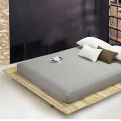 GENERICO - Sabana ajustable y 2 fundas cama semidoble gris 30 cms