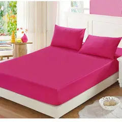 GENERICO - Sabana ajustable y 2 fundas cama king fuscia