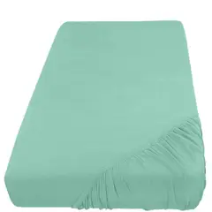 PASTELL - Sabana ajustable y 2 fundas cama doble verde menta 35 cms