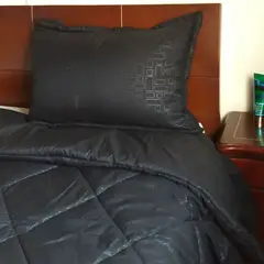 GENERICO - Edredón plumón cubrecama sencillo negro sintético funda