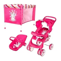 BEBESIT - Doll Kit Coche Cuna Portabebé Para Muñeca Unicornio
