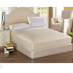 GENERICO - Sabana ajustable y 2 fundas cama king beige 30 cms