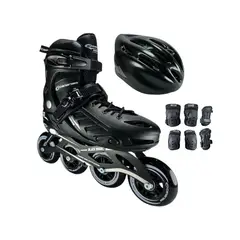 CANARIAM - Combo Patines Black Magic Con Protecciones L Negro