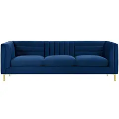 GENERICO - Sofa Kanto3 Puestos Terciopelo Azul 200X75x85