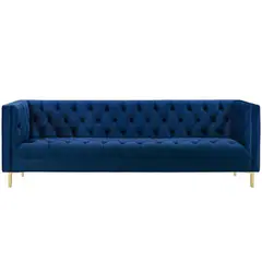 GENERICO - Sofa Hisoka 3 Puestos En Tela Terciopelo Azul 200X075x085