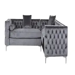 GENERICO - Esquinero Charlotte 240X200 Terciopelo Gris