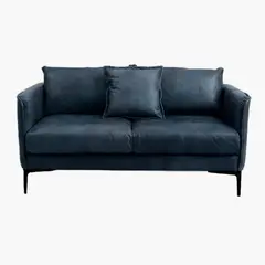 GENERICO - Sofa Oliver 2 Puestos Cuero Vegano Azul 150X075x080