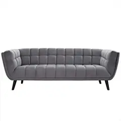 GENERICO - Sofa Haru Terciopelo Gris Patas Negras 3 Puestos