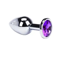 GENERICO - Plug anal Metálico Morado Talla S joya redondo