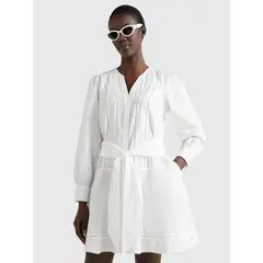 TOMMY HILFIGER - Vestido Blanco de Mangas Largas Para Mujer