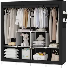 ONE PIXEL - Closet Armario Doble Grande Desarmable Portatil Con Forro - Negro-