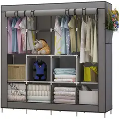 ONE PIXEL - Closet Armario Doble Grande Desarmable Portatil Con Forro - Gris