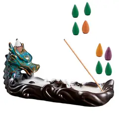 DAYOSHOP - Dragon Chino Sabio Quemador Incienso + Cono De Incienso 0337
