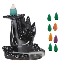 DAYOSHOP - Mano Flor Loto Quemador Incienso + Cono De Incienso 0303