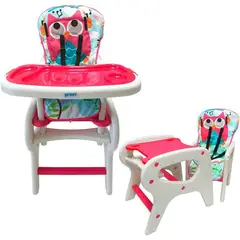 PRIORI - Silla comedor escritorio 2 en 1 bebé pcm-10 búho rosa