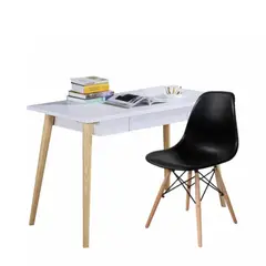 EKONOMODO COLOMBIA - Escritorio Moderno White Redondo+ Silla Eames Negro
