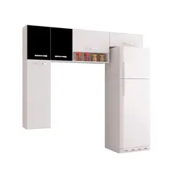 AKIVOY - Mueble Superior Cocina 5 Puertas Anita Negro - Blanco en L