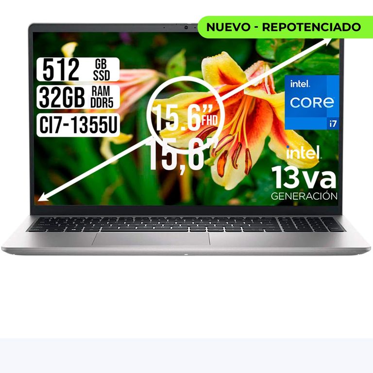 Imagen de Portátil 15 Intel Core i7-1355U 32GB RAM DDR5 SSD 512GB Pantalla 15.6” FHD Color Silver