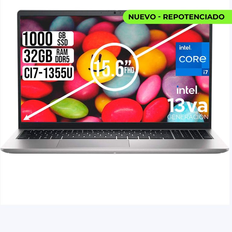 Imagen de Portátil 15 Intel Core i7-1355U 32GB RAM DDR5 SSD 1TB Pantalla 15.6” FHD, Color Silver