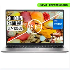 DELL - Portátil 15 Intel Core i7-1355U 24GB RAM DDR5 SSD 2TB Pantalla 15.6” FHD, Color Silver