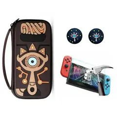 GENERICO - Estuche Edicion Zelda Cafe + Vidrio + 2 Grips Para Switch