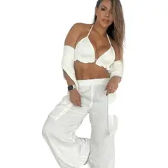 MANTARRAYA BEACHWEAR - Conjunto pantalon de 3 Piezas Playero Ropa de Verano