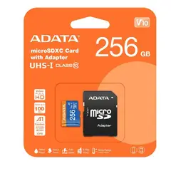 ADATA - Memoria Micro SD 256GB A1 Clase 10 Con Adaptador SD