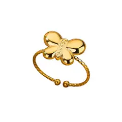 ACCESORIOS DE EVA - Anillo Ajustable para Mujer en Acero Inoxidable Mariposa Dorada_.