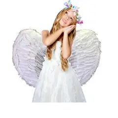 GENERICO - Alas Blancas Plumas Disfraz Niño Adulto Angel 60x45cm