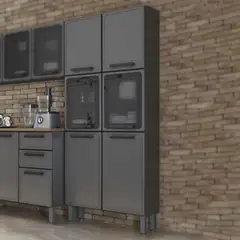 BERTOLINI - Despensa Multiuso de cocina en acero al carbón 80cm 6 puertas Gris