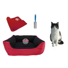 HALLY PET - Cama Mediana Impermeable y Cobija Mediana y Quitamotas