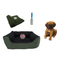 HALLY PET - Cama Mediana Impermeable y Cobija Mediana y Quitamotas