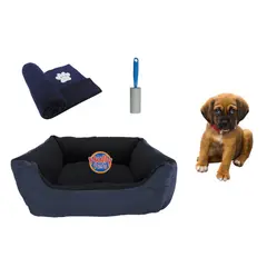 HALLY PET - Cama Mediana Impermeable y Cobija Mediana y Quitamotas