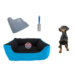 HALLY PET - Cama Mediana Impermeable y Cobija Mediana y Quitamotas