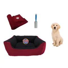 HALLY PET - Cama Mediana Impermeable y Cobija Mediana y Quitamotas