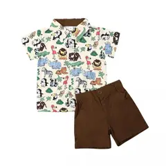 LUSOLSI - Ropa camisa y pantalon corto para niños conjuntos de vestir bebes