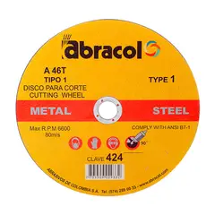 ABRACOL - DISCO 9x1/16x7/8 CORTE METAL 424 T1