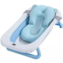 ONE PIXEL - Bañera Plegable Para Bebé Termometro Cojín Azul ONE PIXEL-