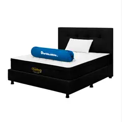 DORMILANDIA - Mega Combo Colchón Versalles Sencillo Resortado Enrollado Más Base Cama, Cabecero y 1 Almohada