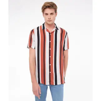 SEVEN SEVEN - Camisa Para Hombre Manga Corta Color Terracota Marca #45011835