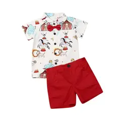 GENERICO - Prendas niños ropa conjuntos camisa y pantalon corto vestir bebes