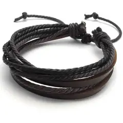 UBMD - Manilla Hombre En Cuero Y Cuerda - Color Marron-.