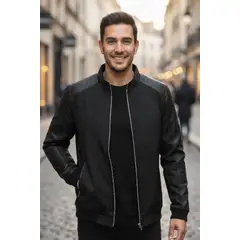 THE CLOTHING COMPANY - Chaqueta Hombre Drill Cuero Sintético-Negro
