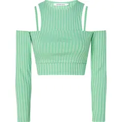 CALVIN KLEIN - Top Verde Recortado De Doble Capa Para Mujer