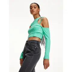 CALVIN KLEIN - Top Verde Recortado De Doble Capa Para Mujer