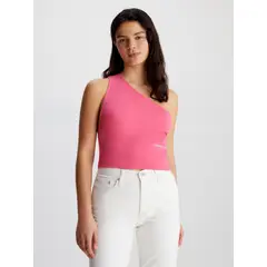 CALVIN KLEIN - Crop Top Rosado De Punto Milano Con Hombro Descubierto